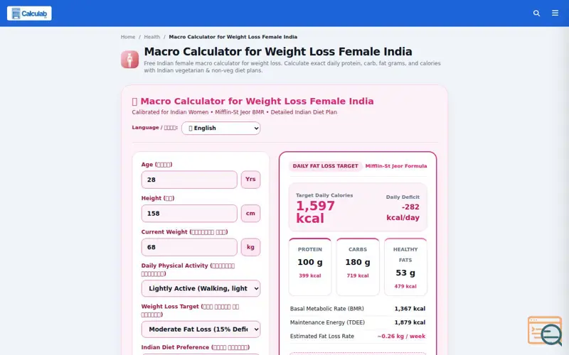 Screenshot of Calculab.in, a launch using ManageServer
