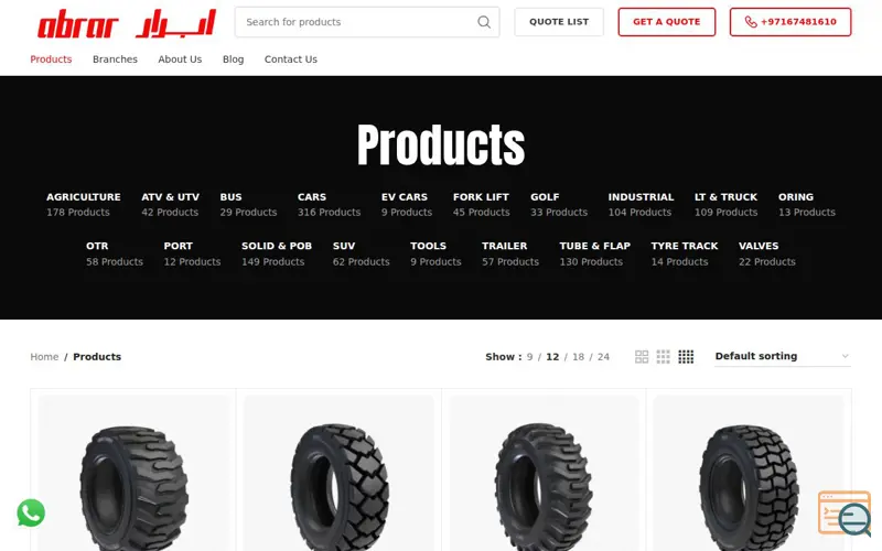Screenshot of Abrar Tyres