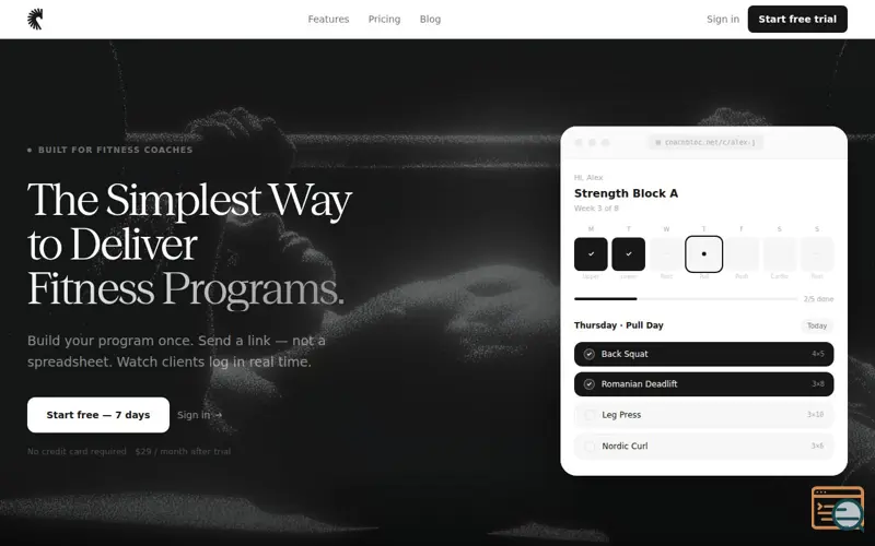 Screenshot of CoachBloc