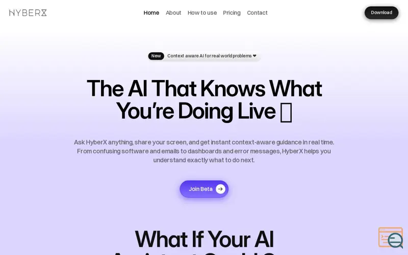 Screenshot of HyberX - Context aware AI