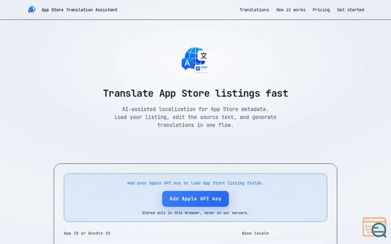 Screenshot of App Store Translation Assistant