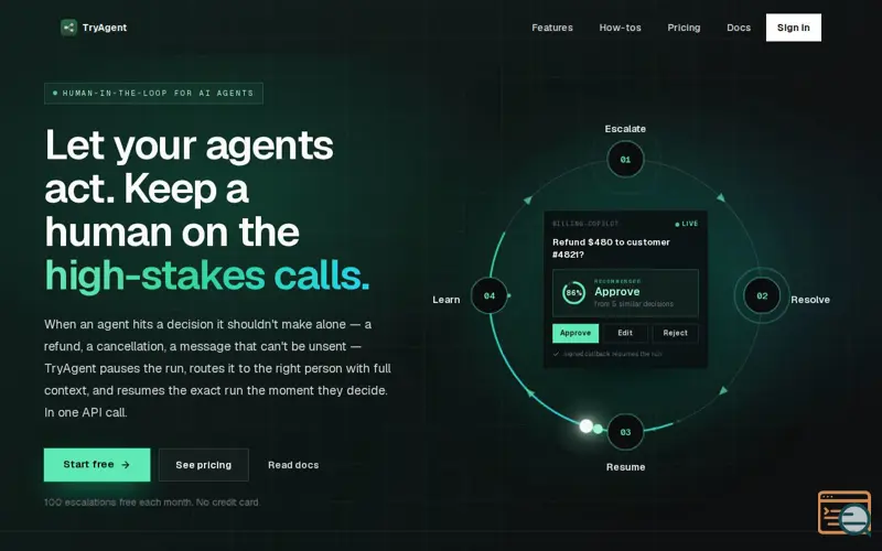 Screenshot of TryAgent