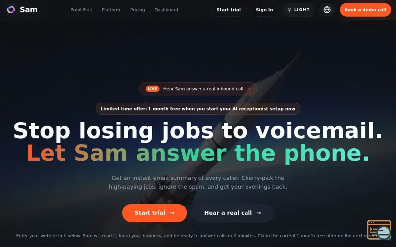 Screenshot of UseSam.com