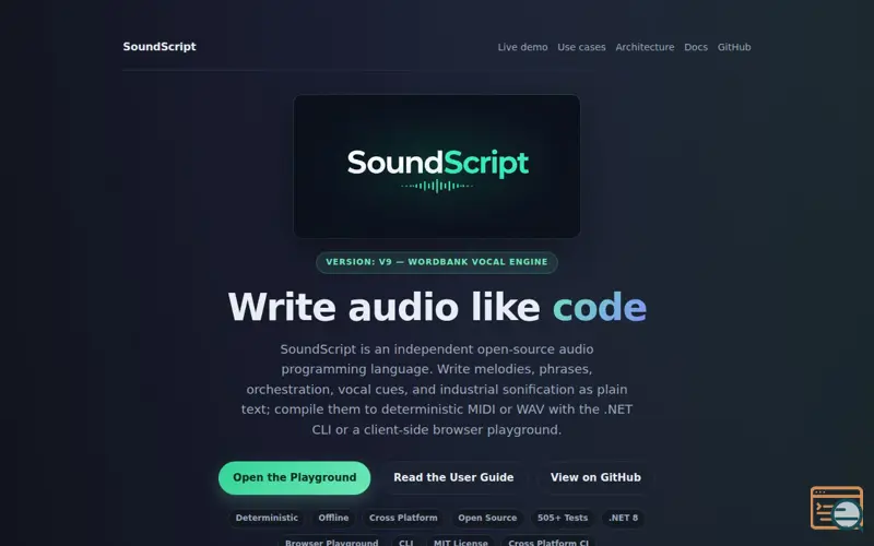 Screenshot of SoundScript