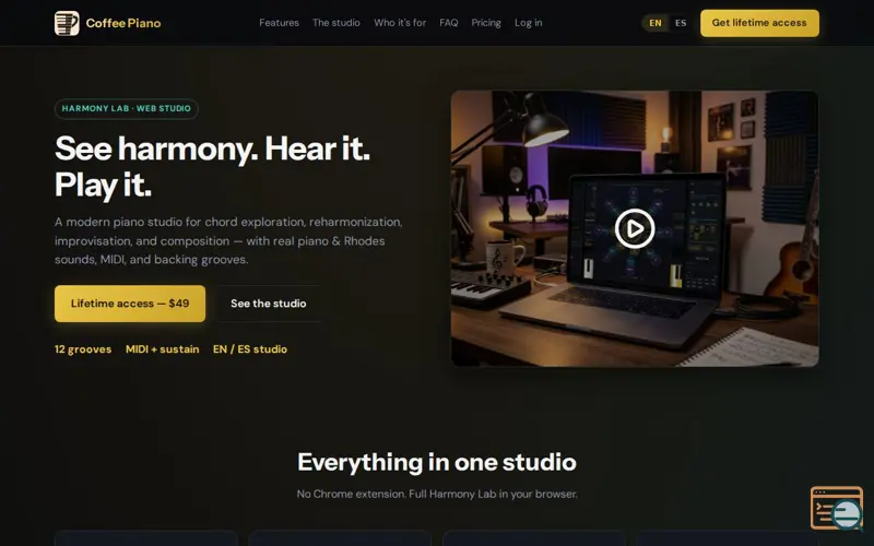 Screenshot of Coffee Piano