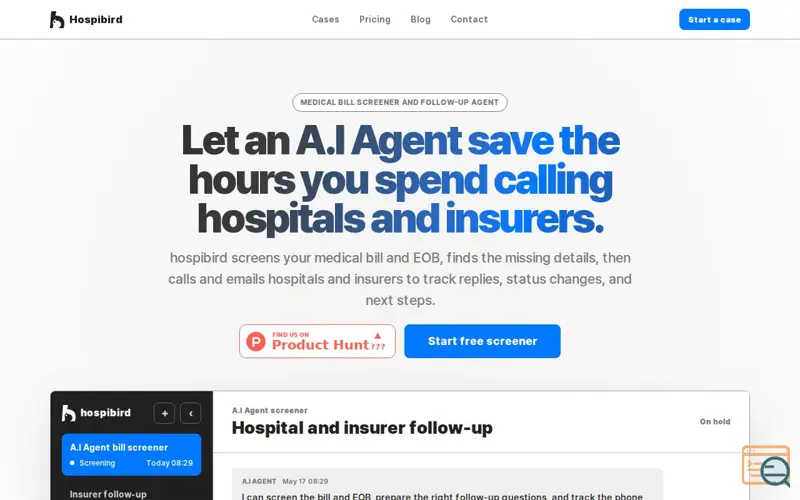 Screenshot of hospibird