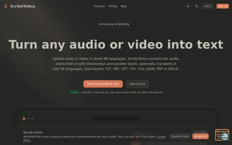 Screenshot of ScribeToAny