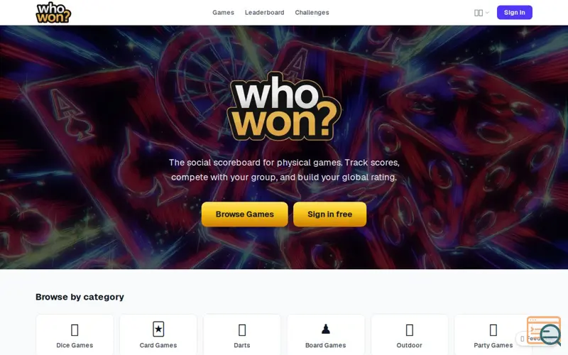 Screenshot of Who Won?, a launch using Hyp.net DNS