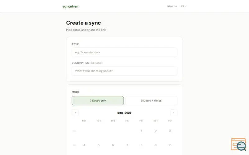 Screenshot of SyncWhen, a launch using Maileroo