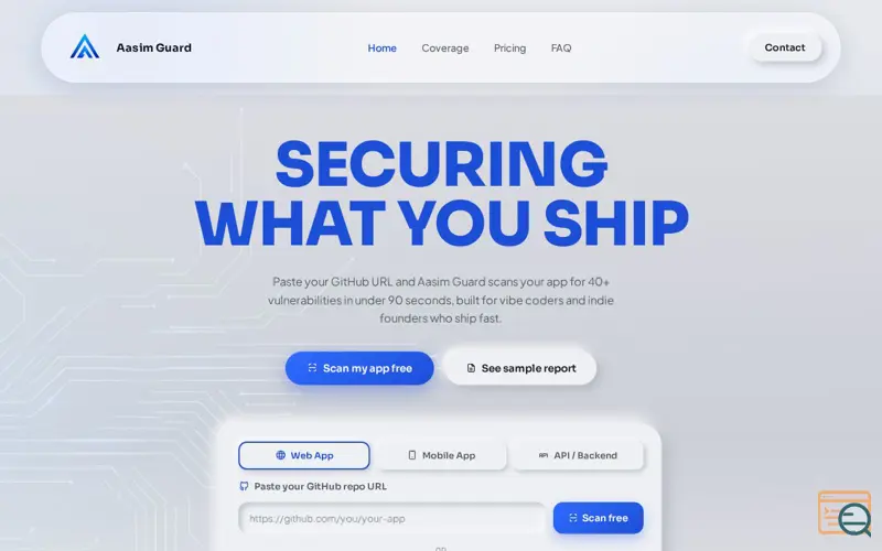 Screenshot of Aasim Guard, a launch using ipapi