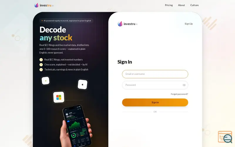 Screenshot of AI-powered equity research assistant