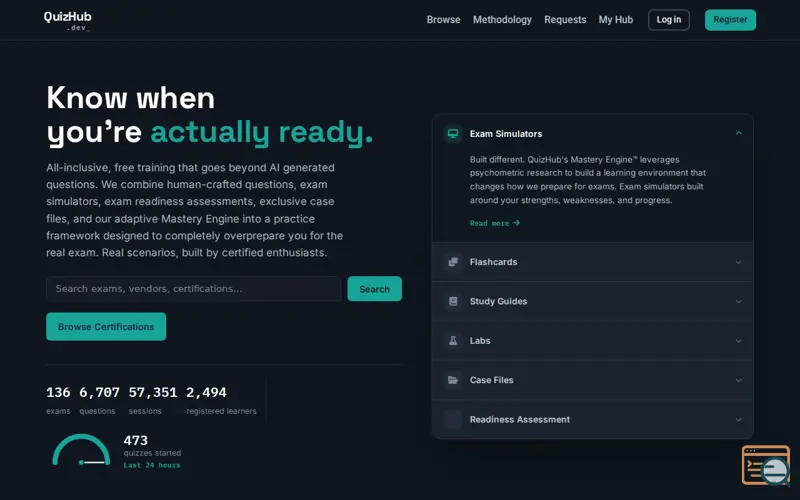 Screenshot of QuizHub.dev, a launch using LiteSpeed Web Server