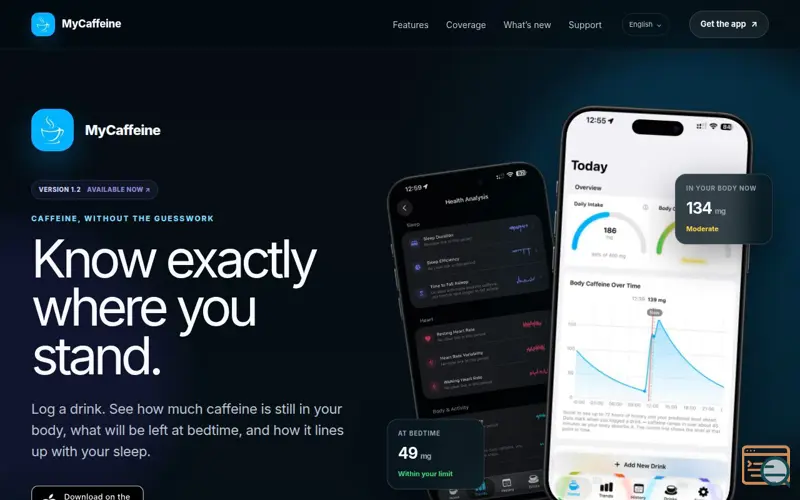 Screenshot of MyCaffeine
