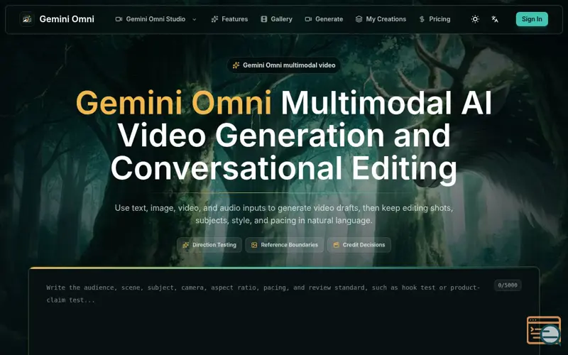 Screenshot of Gemini Omni