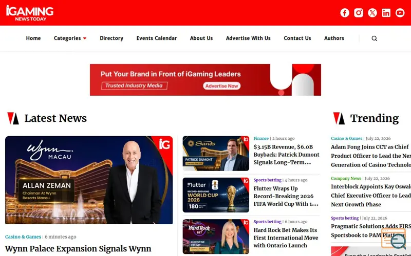Screenshot of iGaming News Today, a launch using Rank Math