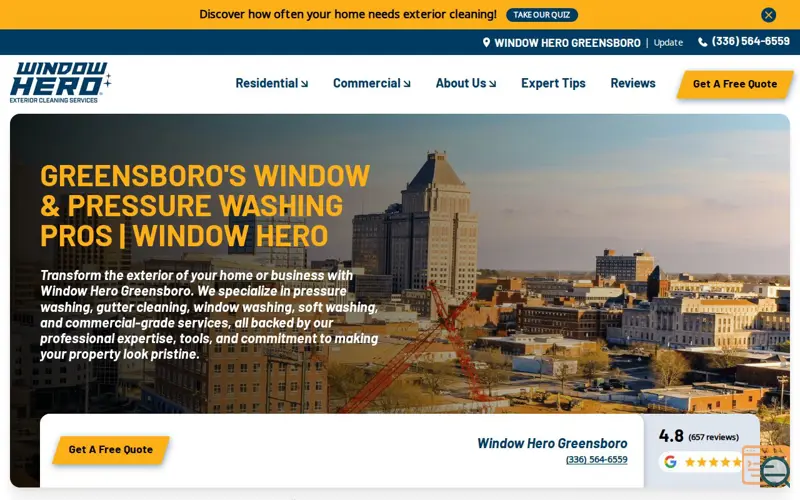 Screenshot of Greensboro Window Washers, a launch using Robly