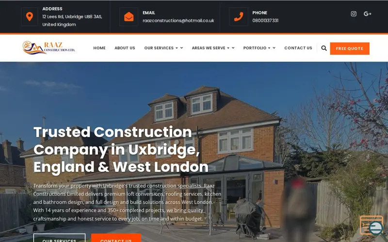 Screenshot of Raaz Constructions Limited