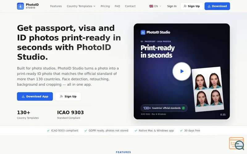 Screenshot of PhotoID Studio