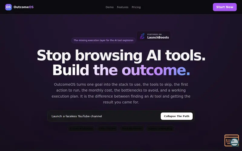 Screenshot of OutcomeOS
