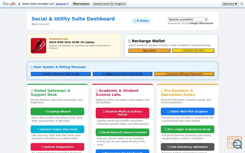 Screenshot of Social & Utility Suite 