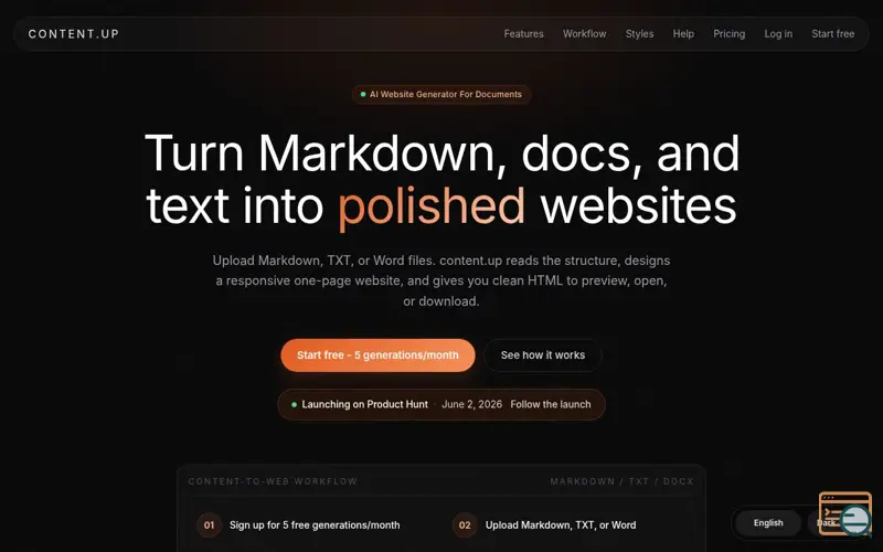 Screenshot of content.up