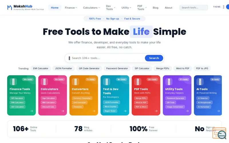 Screenshot of Moksh Multi Tool Hub