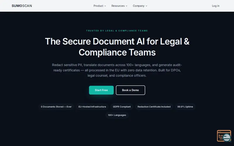 Screenshot of SumoScan — EU Document AI