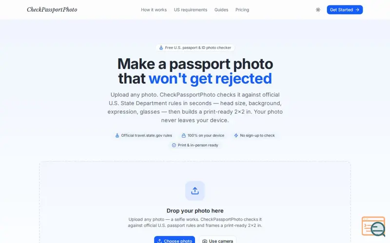 Screenshot of CheckPassportPhoto