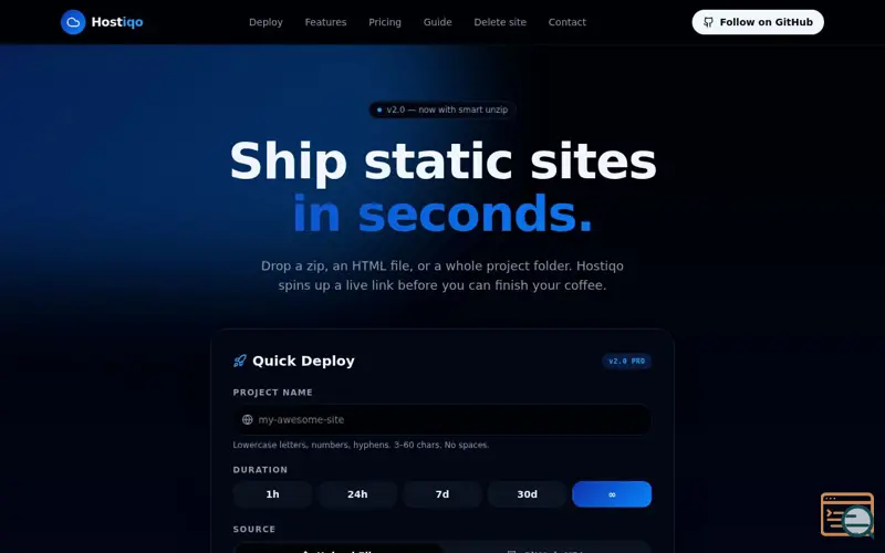 Screenshot of Hostiqo