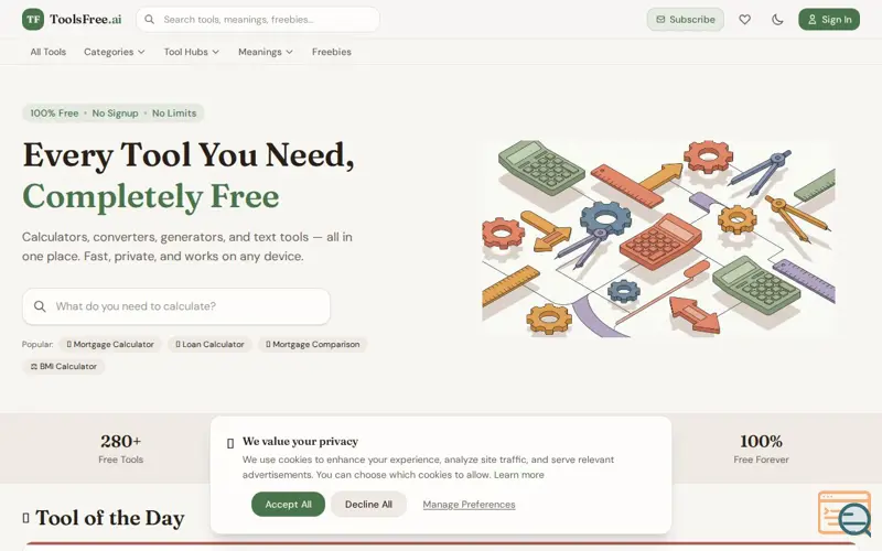 Screenshot of ToolsFree.ai