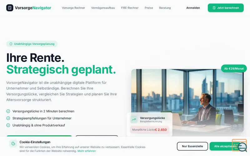 Screenshot of VorsorgeNavigator