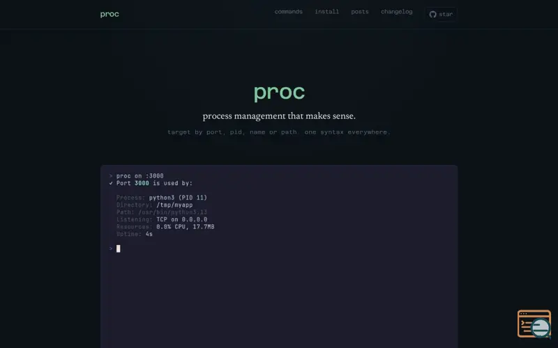 Screenshot of Proc CLI