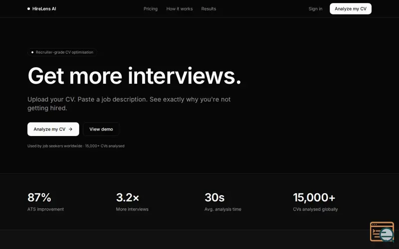 Screenshot of HireLens - Fix your CV, get interviews