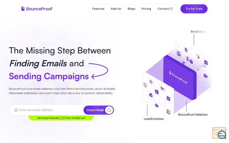 Screenshot of BounceProof