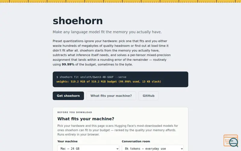 Screenshot of Shoehorn