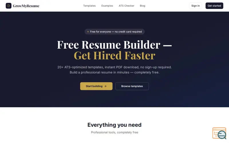 Screenshot of GrowMyResume