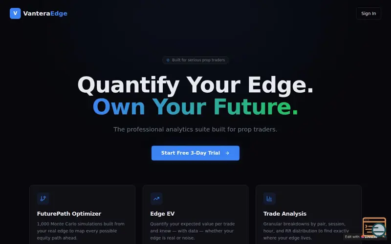 Screenshot of VanteraEdge —Finance 