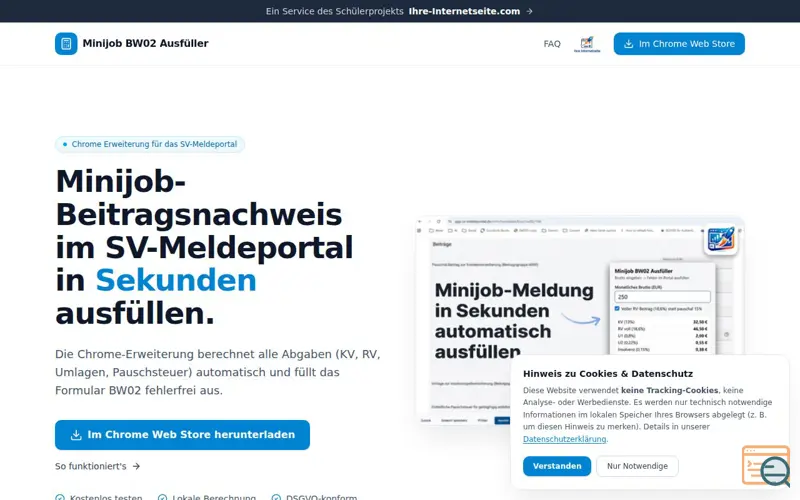 Screenshot of Minijob BW02 Ausfüller & Rechner