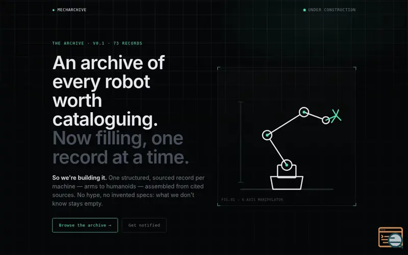Screenshot of MechArchive