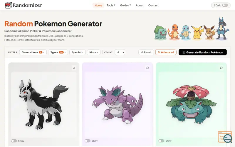 Screenshot of Random Pokémon Generator
