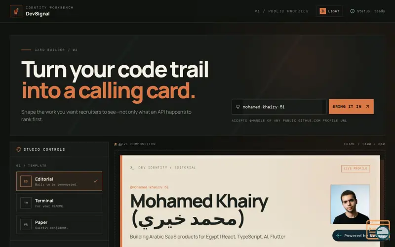 Screenshot of DevSignal