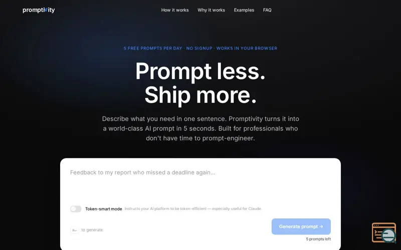 Screenshot of Promptivity