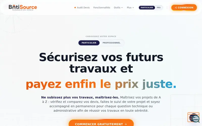 Screenshot of BâtiSource, a launch using Stripe Climate