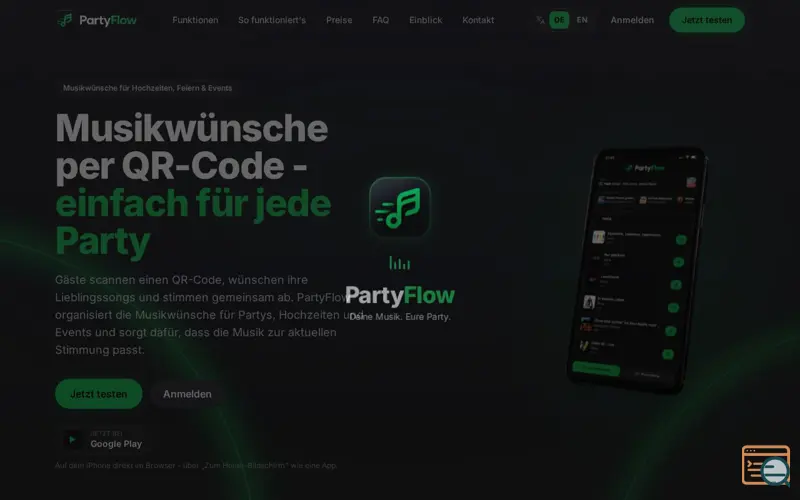 Screenshot of PartyFlow
