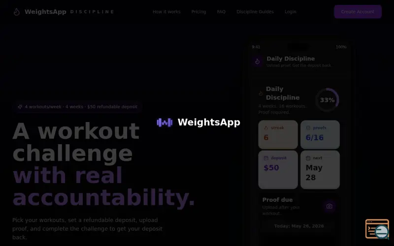 Screenshot of WeightsApp Discipline