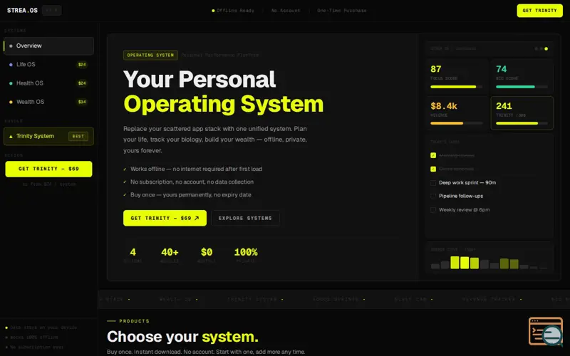 Screenshot of STREA Trinity System