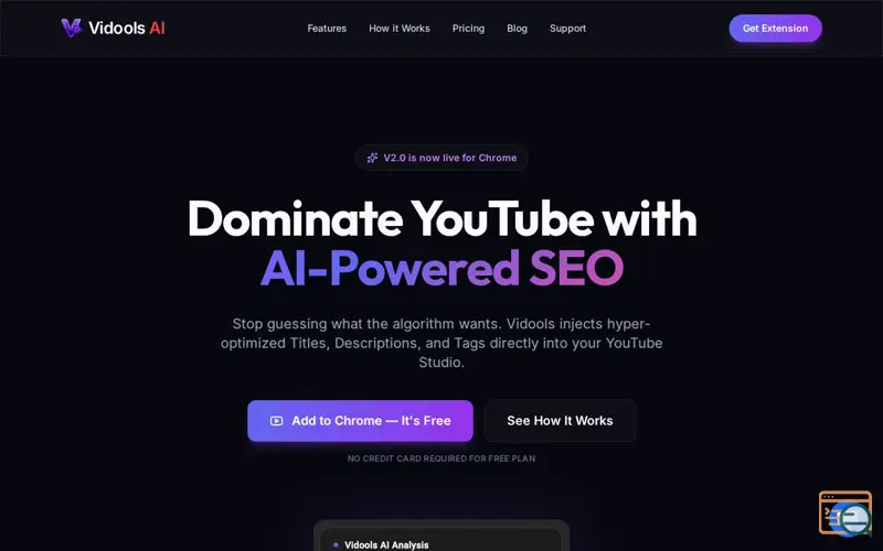 Screenshot of Vidools AI - YouTube Creator Tool