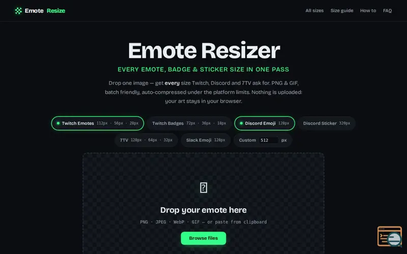 Screenshot of Emote Resizer