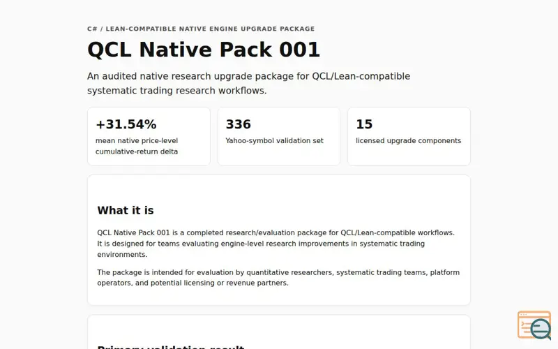 Screenshot of QCL Native Pack 001