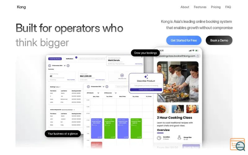 Screenshot of Kong Booking Software